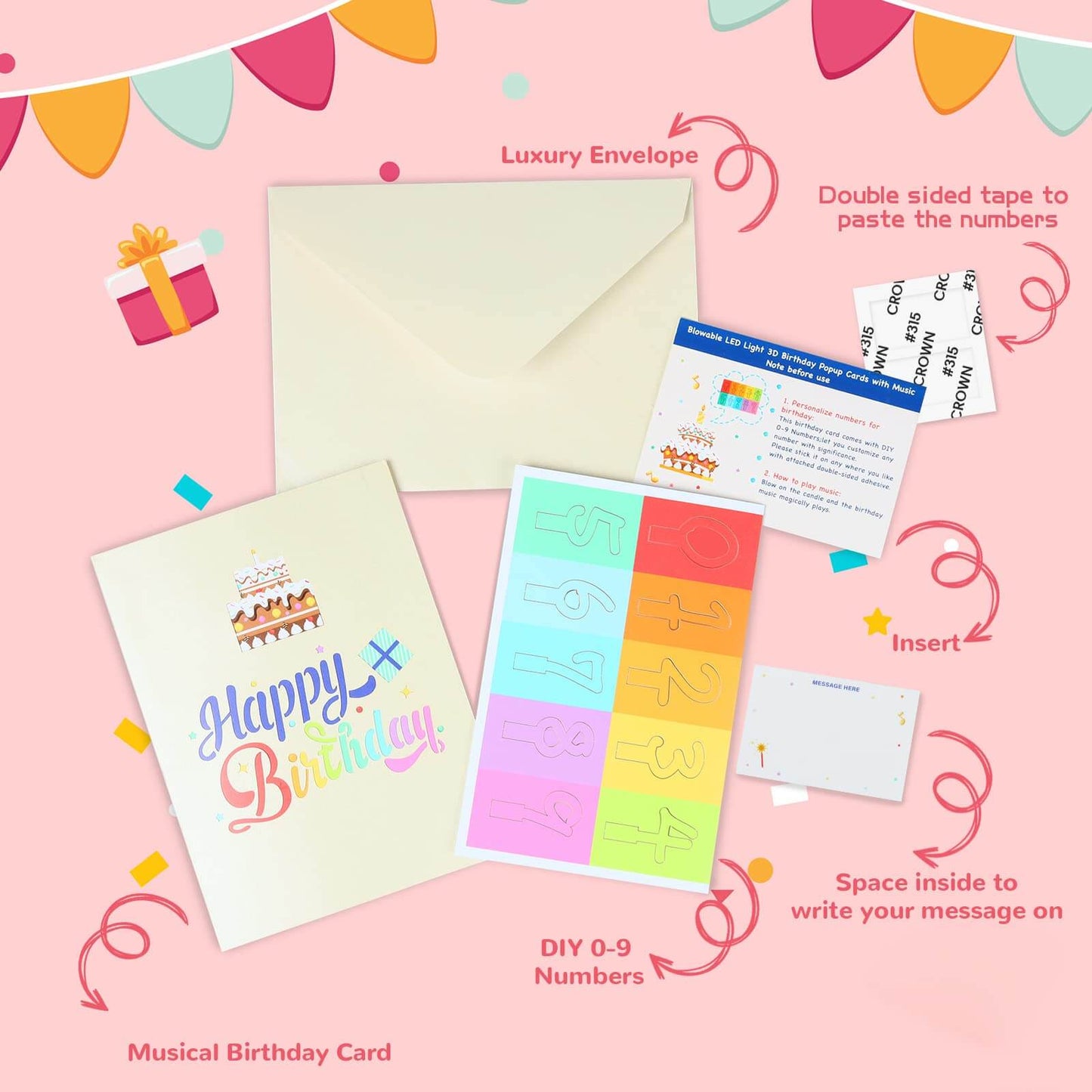 kowanii Birthday Card Music LED Candle