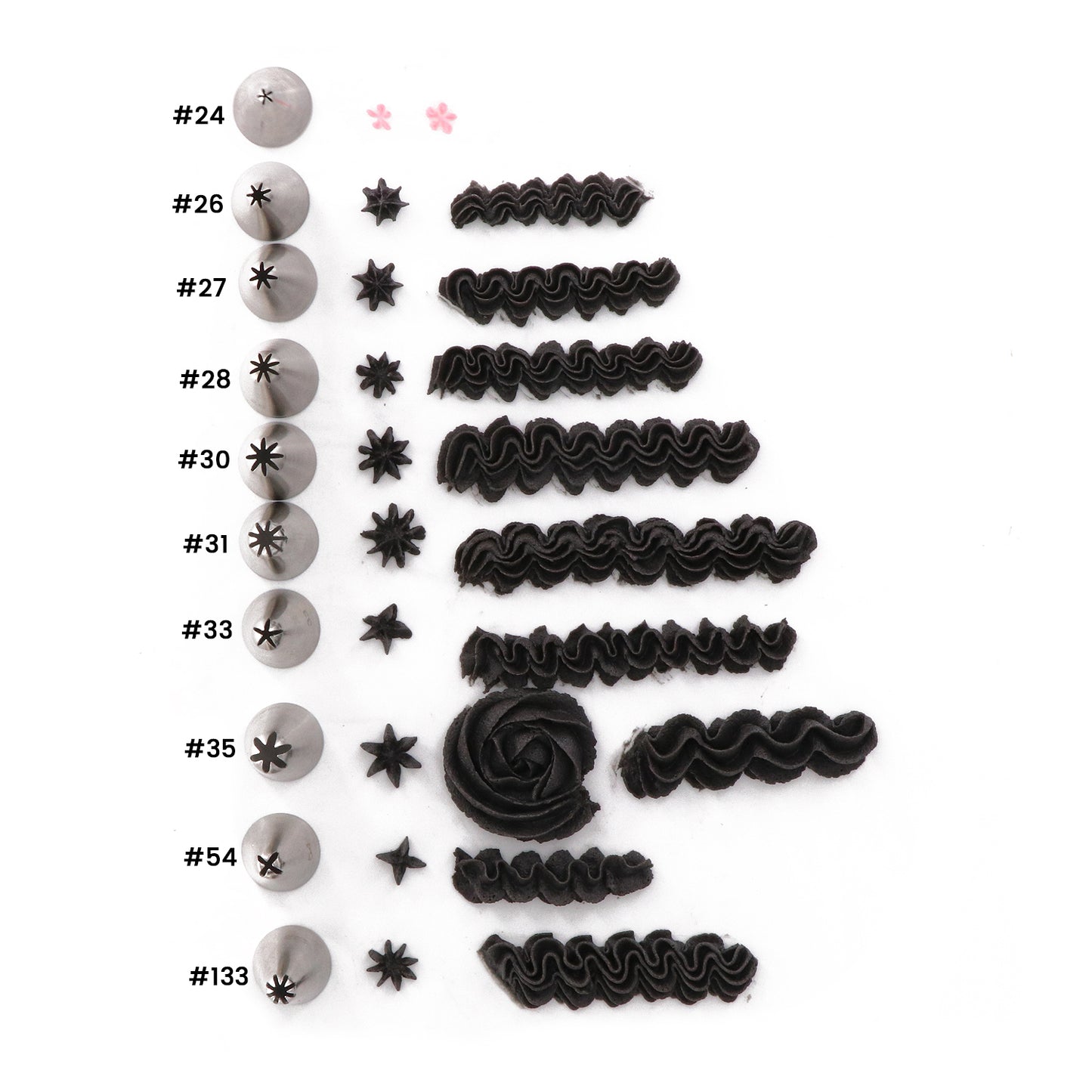 kowanii Icing Tip Nozzle Cake Decorating Tips #24 #26 #27 #28 #30 #31 #33 #35 #54 #133
