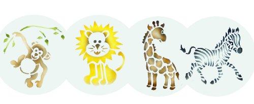 Набор трафаретов для печенья kowanii Jungle Animals, (зебра, жираф, обезьяна и лев) трафареты для торта, 4 шт.