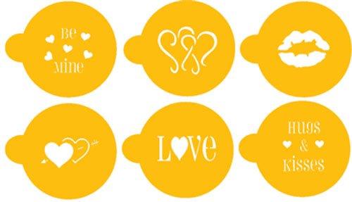 kowanii Valentine Cupcake and Cookie Stencil Set, 6 Pack