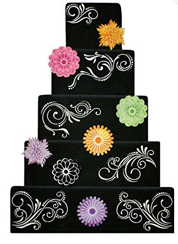 kowanii Five Scroll Cake Stencil Set Cookie Stencils, 5 Pack