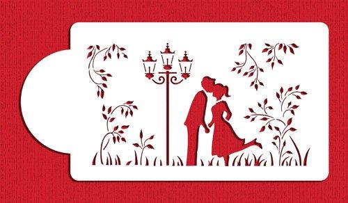 kowanii Kissing Couple Silhouette Cake Stencils Cookie Stencils