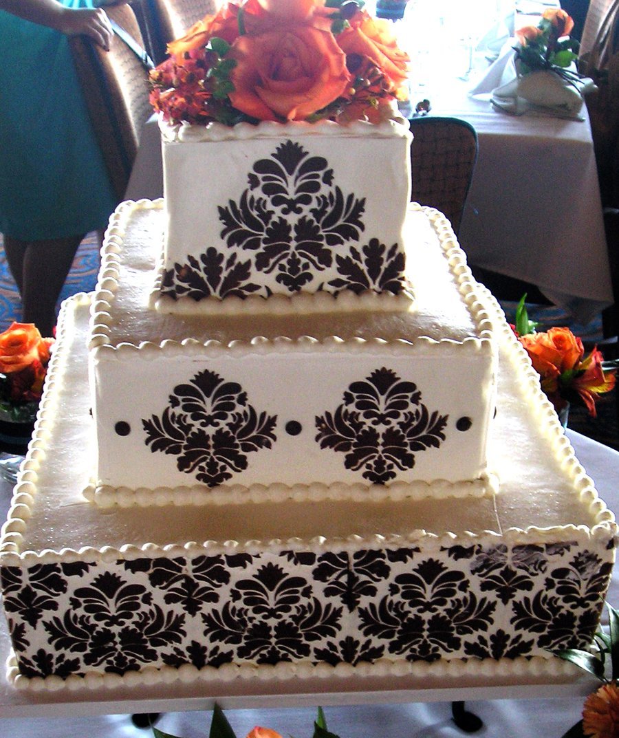 kowanii Дамасский трафарет для торта, боковой (4,5 дюйма В x 12,5 дюйма Ш) Трафарет для печенья