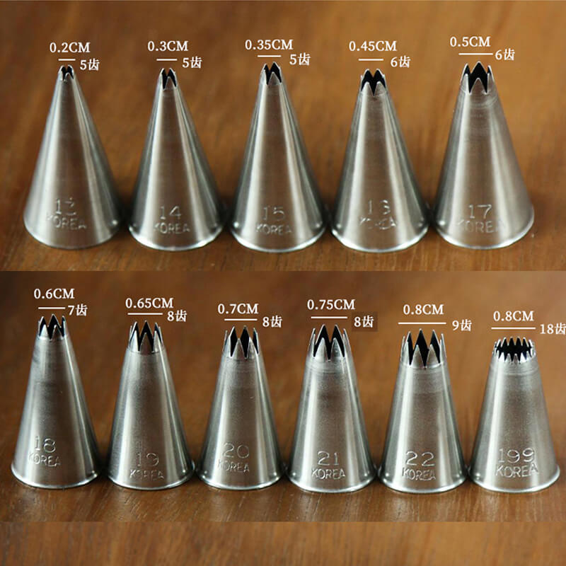Shell Pipe Tip Korean Star Piping Tips Shell Icing Nozzle Tubes #13 #17 #21 #32 #199 ...