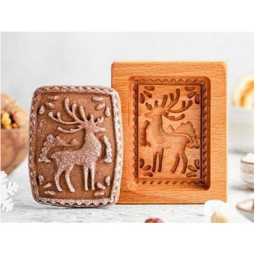 Wooden Cookie Mold Biscuit Cutter Press Stamp