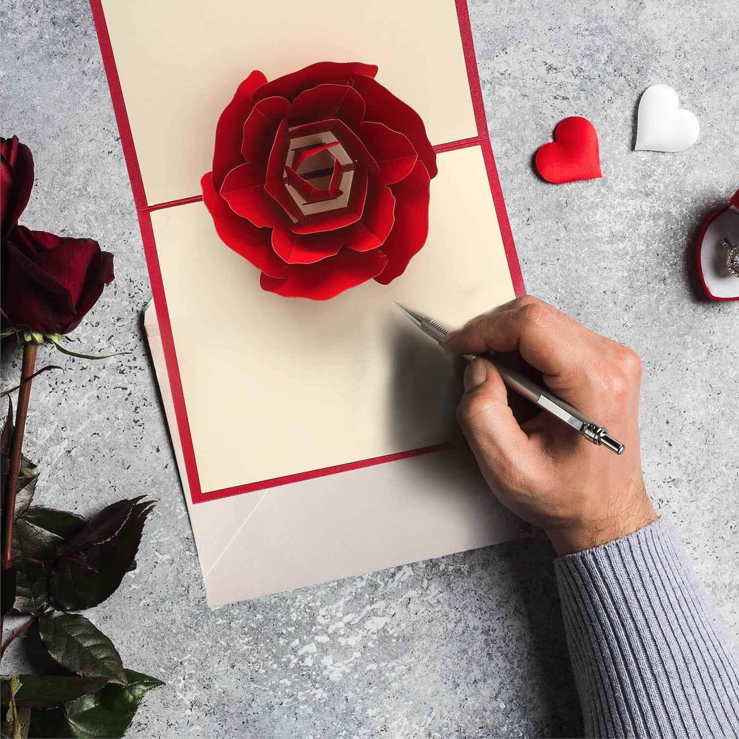 kowanii Rose 3D Pop Up Wedding Greeting Card