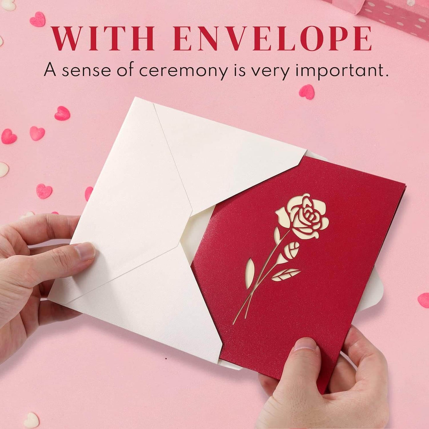 kowanii Rose 3D Pop Up Wedding Greeting Card
