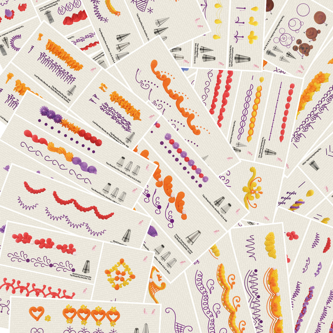 kowanii Piping Practice Guide Sheets 250+ Piping Tips Nozzle Technique