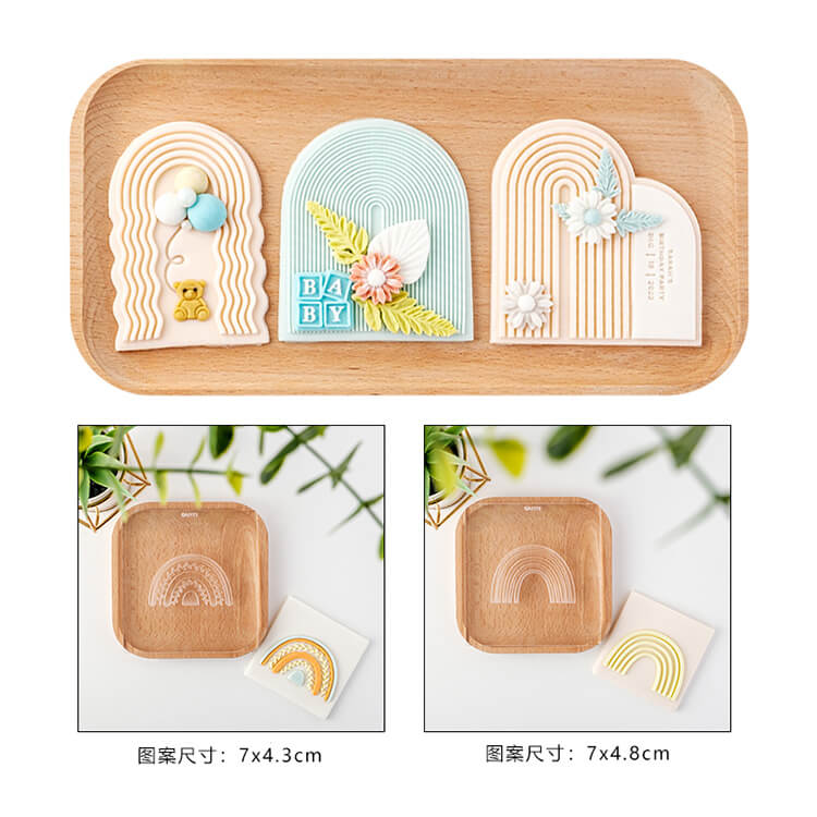 kowanii Double Arch Rainbow Cookie Stamp Biscuit Mold DIY Baking Tools