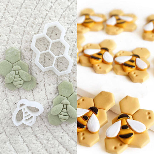 kowanii Bee Honeycomb Cookie Mold Fondant Biscuit Cutter Stamp