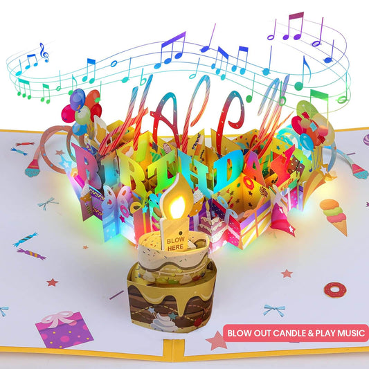 kowanii Geburtstagskarte mit Musik-LED-Kerze