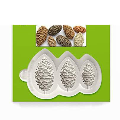 kowanii Pine Cones Silicone Sugarpaste Icing Mold, Nicholas Lodge for Cake Decorating, Sugarcraft, Candies, Crafts, Cards and Clay, Food Safe Silicone Fondant Molds