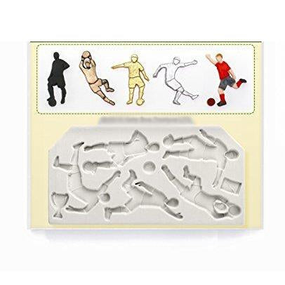 kowanii Fußball-Fußball-Silhouetten-Form zum Dekorieren von Kuchen, Cupcakes, Sugarcraft, Süßigkeiten, Ton, Basteln und Kartenherstellung, lebensmittelechte Silikonformen für Fondant