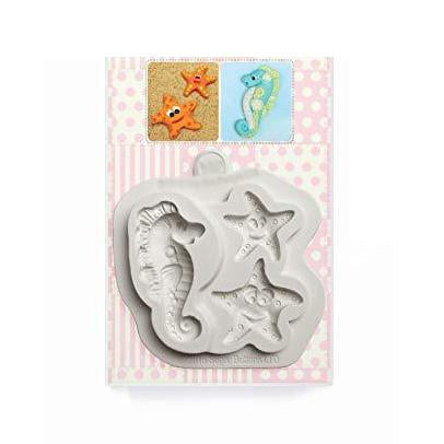 kowanii Starfish and Seahorse Silicone Mold for Clay, Ceramics, Cake Decorating, Cupcakes, Crafts, Cards and Candies, Food Safe Silicone Fondant Molds