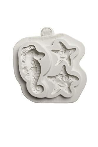 kowanii Starfish and Seahorse Silicone Mold for Clay, Ceramics, Cake Decorating, Cupcakes, Crafts, Cards and Candies, Food Safe Silicone Fondant Molds