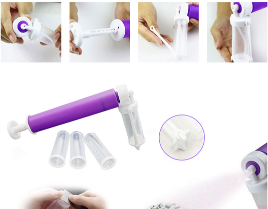 Manual Airbrush for Decorating Cakes with 4pcs Cake Spray Tube