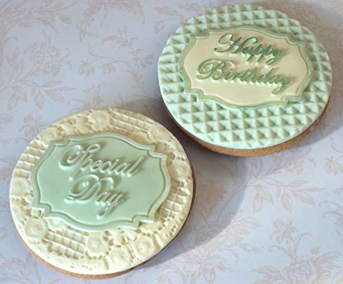 kowanii Mini Plaque (Happy Birthday) Silicone Mold for Cake Decorating, Cupcakes, Sugarcraft, Candies, Clay, Crafts and Card Making, Food Safe Silicone Fondant Molds