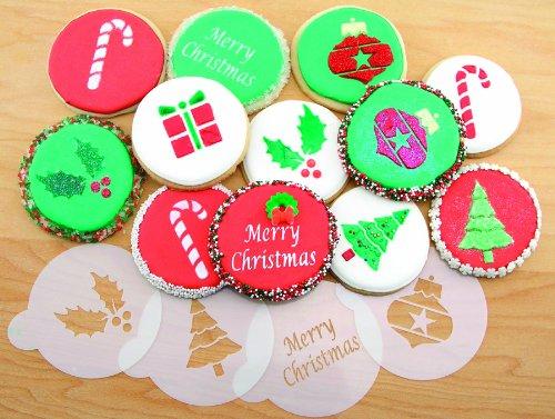 kowanii Holiday Cupcake and Cookie Stencils Tops Cookie Stencil Set, 6 Pack