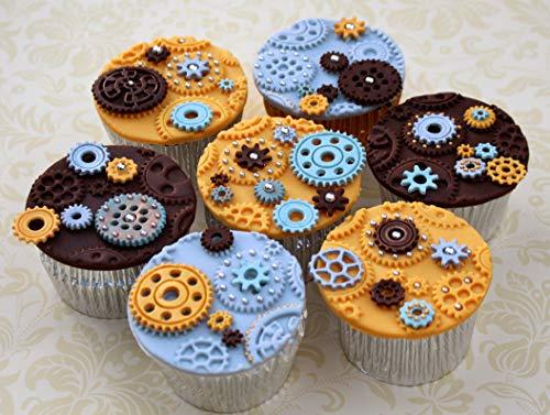 kowanii Cogs and Wheels Embellishment Silicone Mold for Cake Decorating, Cupcakes, Sugarcraft, Candies and Clay, Food Safe Silicone Fondant Molds