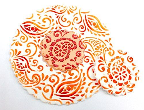 kowanii Paisley Henna Miniprint Cake Stencil Cookie Stencil