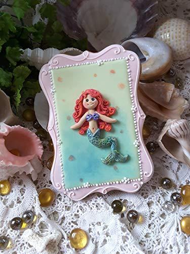 kowanii Little Mermaid Silicone Mold for Clay, Ceramics, Cake Decorating, Cupcakes, Crafts, Cards and Candies, Food Safe Silicone Fondant Mold