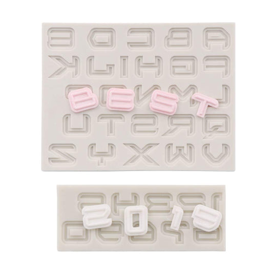 kowanii Letters Silicone Fondant Molds, Sugarcraft Fondant Silicone Alphabet Mold, Fondant Tools Cake Decorating Supplies Gumpaste Molds, 2-Pack