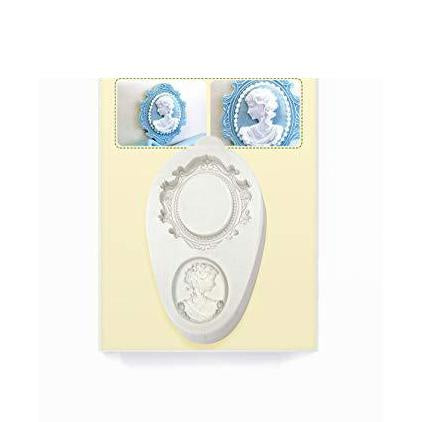 kowanii Miniaturrahmen (Oval Cameo &amp; Oval Frame 2) Silikonform zum Dekorieren von Kuchen, Cupcakes, Sugarcraft, Süßigkeiten, Ton, Basteln und Kartenherstellung, lebensmittelechte Silikonformen für Fondant