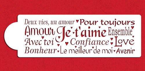 kowanii French Words of Love Cake Stencil Side Cookie Stencil