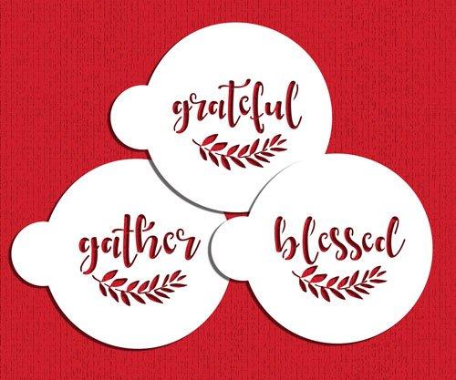 kowanii Grateful, Blessed And Gather Cookie Stencil Set, 3 Pack
