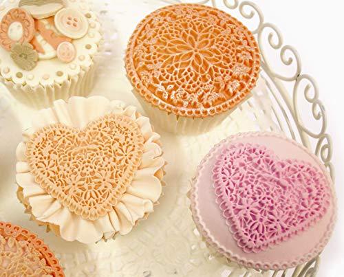 kowanii Lace Heart Silicone Mold for Cake Decorating, Cupcakes, Sugarcraft and Candies, Food Safe Silicone Fondant Molds