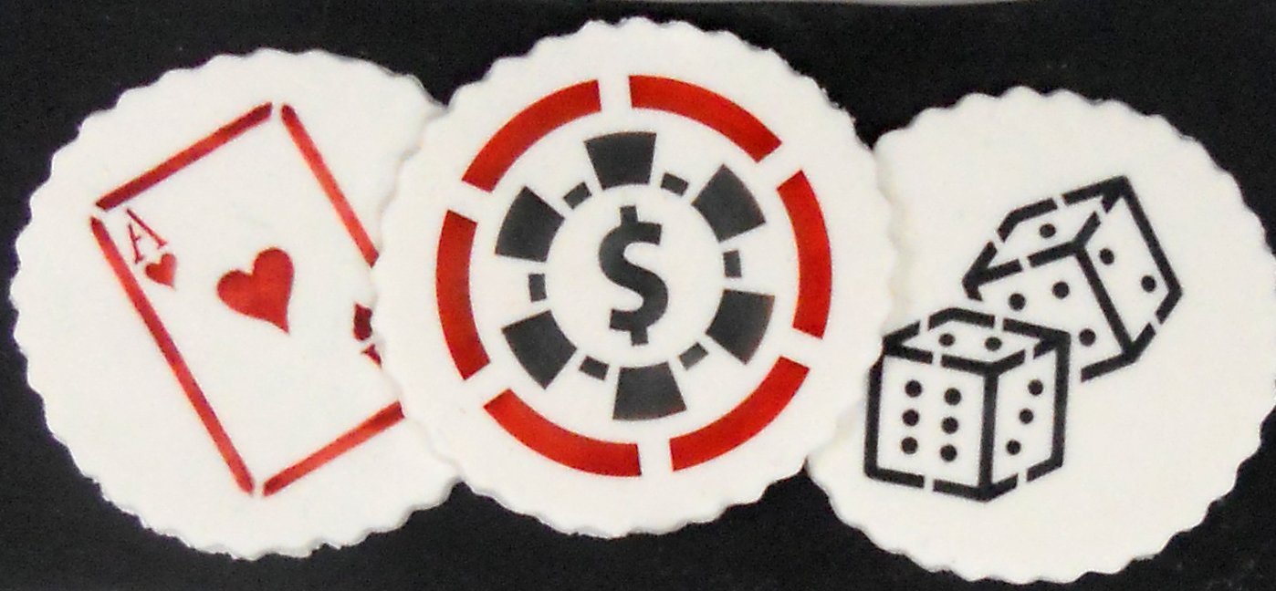 kowanii Casino Night Cookie Stencil Set, (Dice, Cards, Poker Chip), 3 Pack