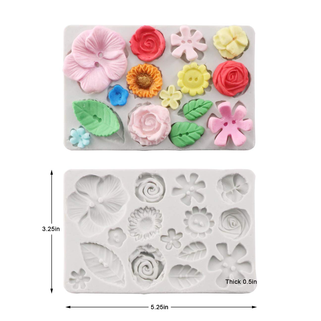 Силиконовые формы для помадки kowanii, форма для мастики с цветком розы, мини-формы для сахарного печенья с цветами, инструменты и аксессуары для помадки, принадлежности для украшения кексов, 2 шт.