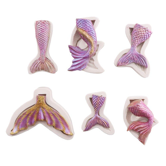 kowanii Mermaid Mail Fondantformen Silikon Gumpaste Form, Sugarcraft Fondant Kuchen Dekorationsform Zubehör Werkzeuge, 6 Stück