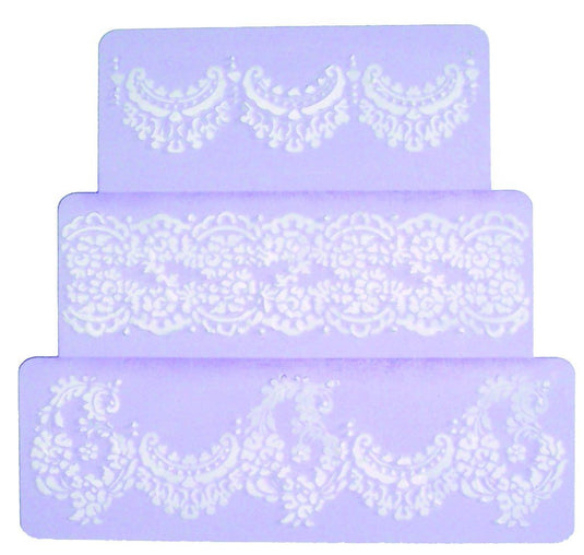 kowanii Alencon Lace Set Cake Stencils, 3 Pack