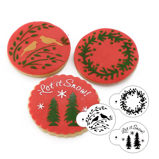 kowanii Рождественские трафареты для печенья, форма для печенья с помадкой, пищевой пластик, трафареты для украшения из 12 предметов (снежинка)
