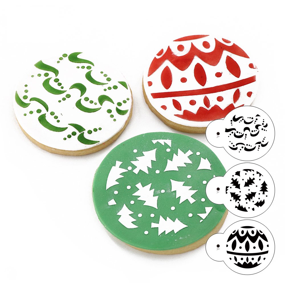 kowanii Christmas Cookie Stencils Fondant Cookie Mold, Food Grade Plastic, 12-Pieces Decorating Stencils(Snowflake)