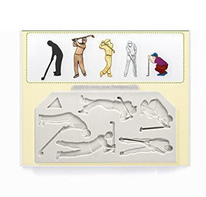 kowanii Golfer Silhouettes Mold for Cake Decorating, Cupcakes, Sugarcraft, Candies, Clay, Crafts and Card Making, Food Safe Silicone Fondant Molds