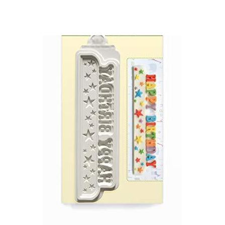 kowanii Happy Birthday Stars Banner Silikonform zum Dekorieren von Kuchen, Cupcakes, Sugarcraft, Süßigkeiten und Ton, lebensmittelechte Silikonformen für Fondant