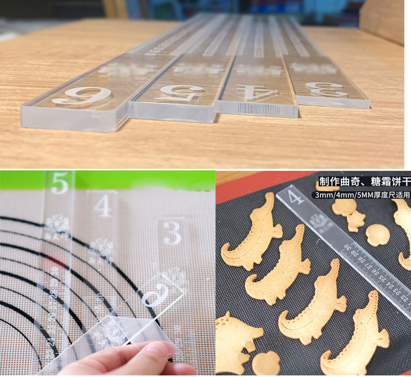Baking Measuring Ruler Rolling Pin Guide Sticks Set Dough Strips Measuring Ruler Balance Thic ...