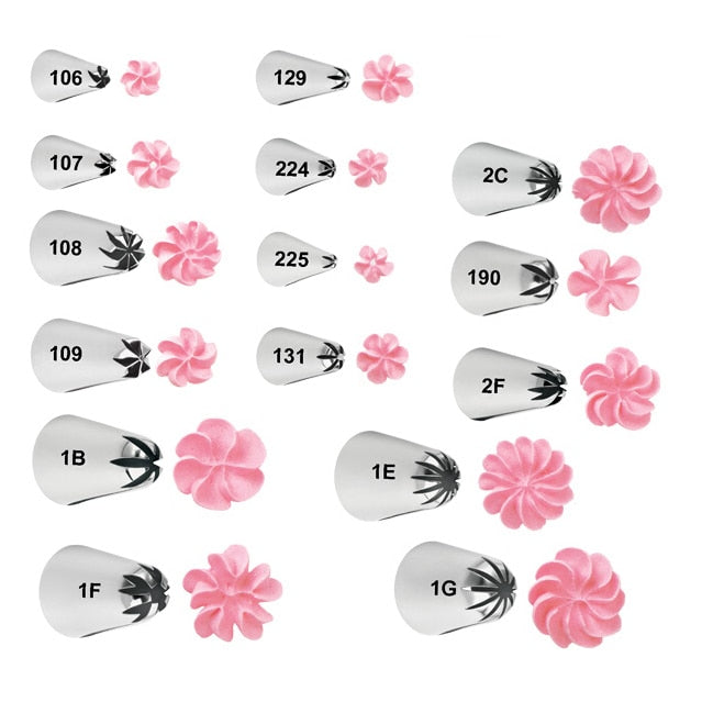 kowanii Flowers Nozzles Icing Piping Tips #1B #1F #1E #1G #2C #2D #2F
